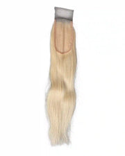 Closure HD 2x4 blond platine #613 lisse Raw Hair 100% naturel. Format mini discret, installation ultra-rapide. Durée 3-5 ans. France.