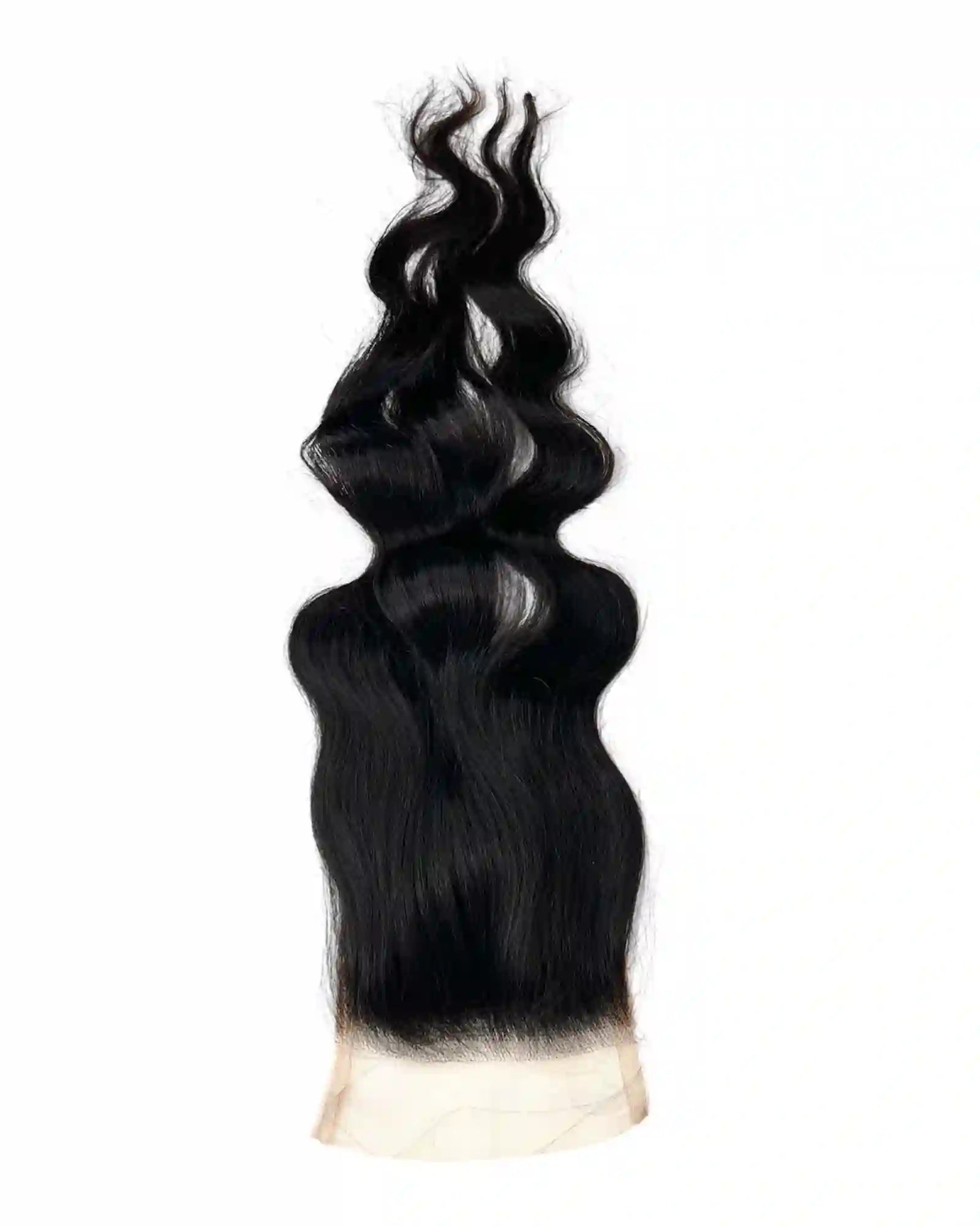 Closure HD 5x5 ondulée brun foncé #1B Raw Hair 100% naturel. Dentelle invisible, ondulations naturelles, polyvalence optimale. Durée 3-5 ans. France.