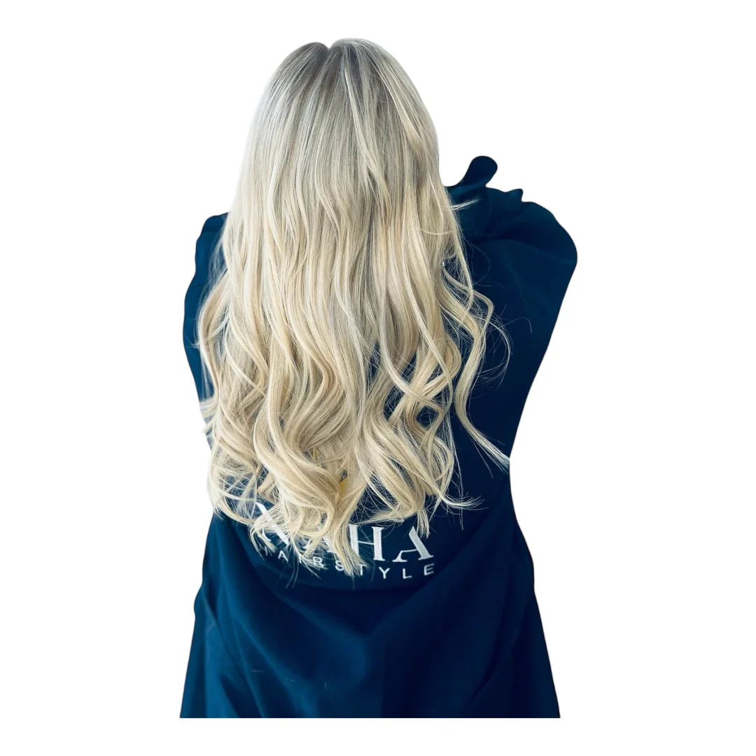 Extensions Cheveux Ondulés NahaHair – Blond Très Clair #613, 100 % cheveux humains, texture naturelle